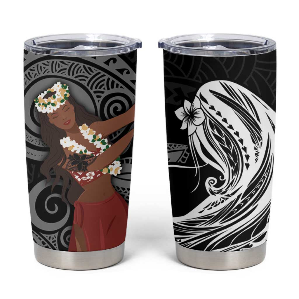 Tahiti Islands Polynesian Plumeria Tumbler Cup Tahitian Vahine 'Ote'a - Black LT7 Black - Polynesian Pride