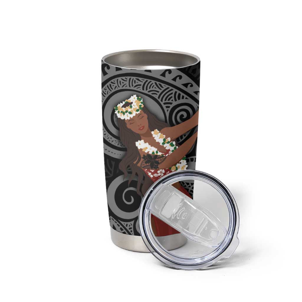 Tahiti Islands Polynesian Plumeria Tumbler Cup Tahitian Vahine 'Ote'a - Black LT7 - Polynesian Pride