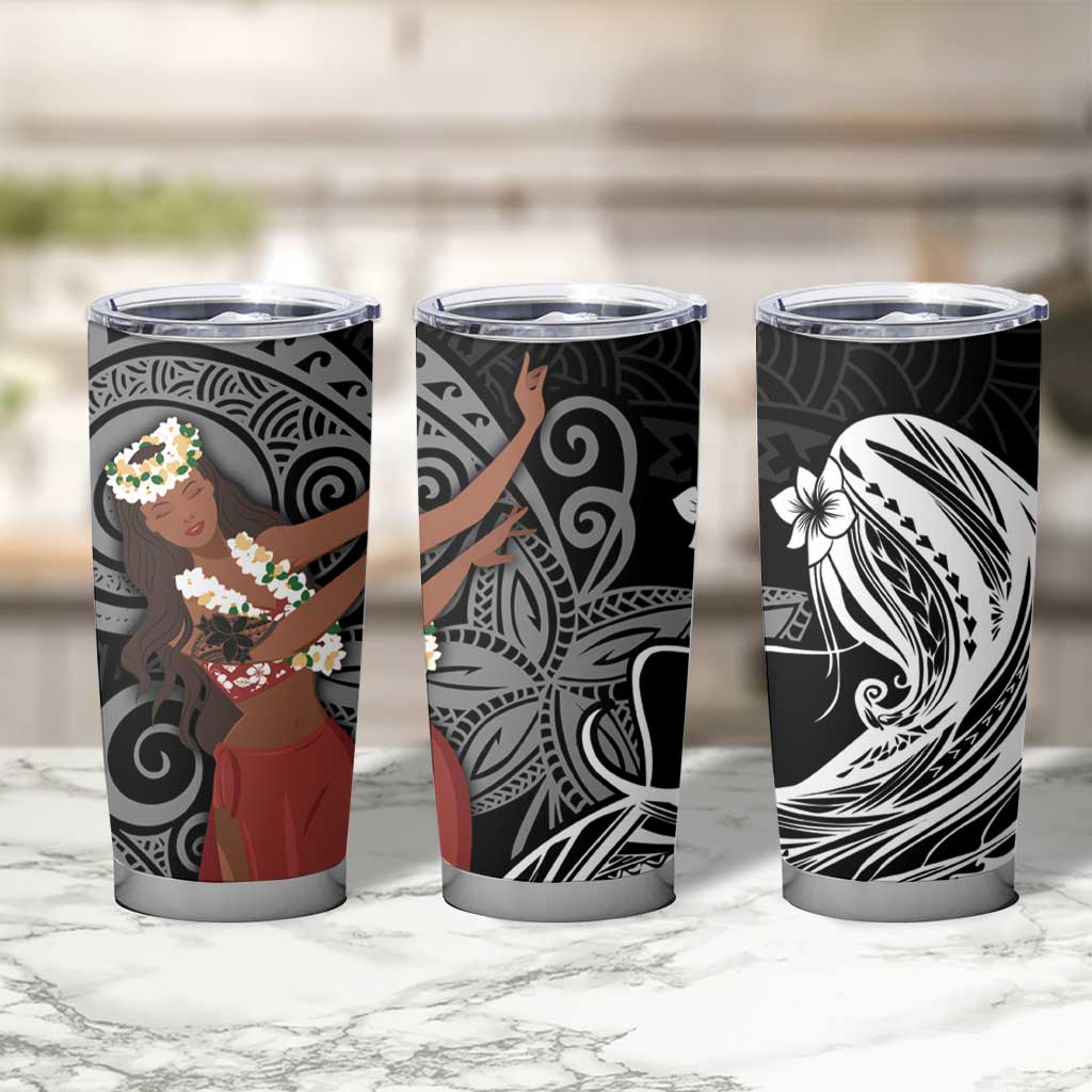 Tahiti Islands Polynesian Plumeria Tumbler Cup Tahitian Vahine 'Ote'a - Black LT7 - Polynesian Pride