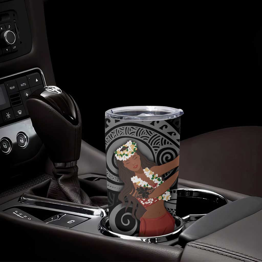 Tahiti Islands Polynesian Plumeria Tumbler Cup Tahitian Vahine 'Ote'a - Black LT7 - Polynesian Pride