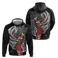 Tahiti Islands Polynesian Plumeria Zip Hoodie Tahitian Vahine 'Ote'a - Black LT7 - Polynesian Pride