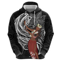 Tahiti Islands Polynesian Plumeria Zip Hoodie Tahitian Vahine 'Ote'a - Black LT7 - Polynesian Pride