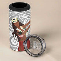 Tahiti Islands Polynesian Plumeria 4 in 1 Can Cooler Tumbler Tahitian Vahine 'Ote'a - White LT7 - Polynesian Pride