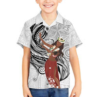 Tahiti Islands Polynesian Plumeria Family Matching Tank Maxi Dress and Hawaiian Shirt Tahitian Vahine 'Ote'a - White LT7 Son's Shirt White - Polynesian Pride