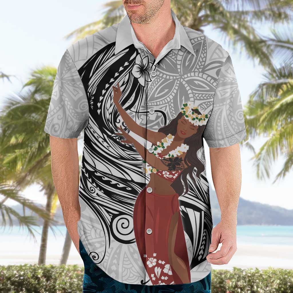 Tahiti Islands Polynesian Plumeria Hawaiian Shirt Tahitian Vahine 'Ote'a - White LT7 - Polynesian Pride
