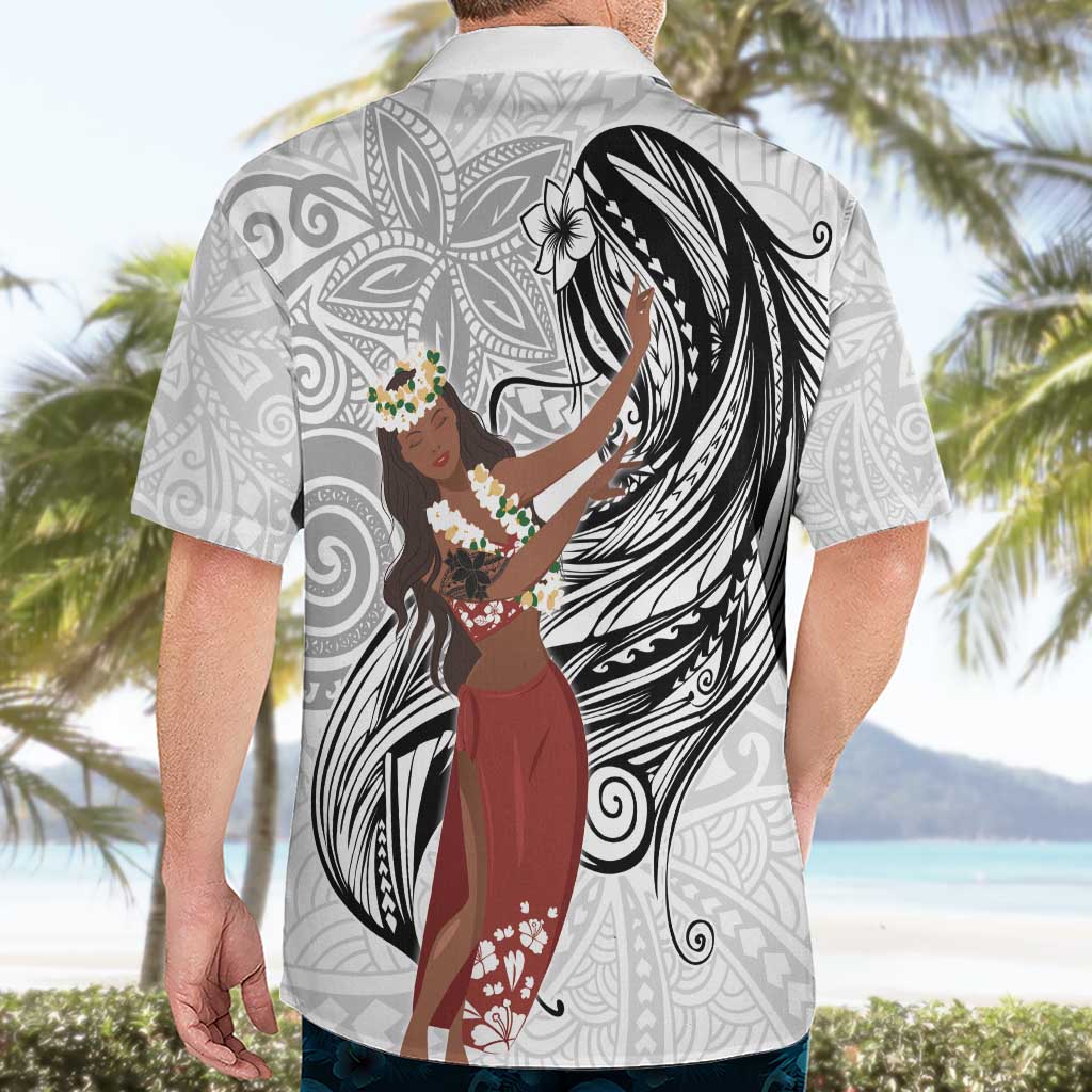 Tahiti Islands Polynesian Plumeria Hawaiian Shirt Tahitian Vahine 'Ote'a - White LT7 - Polynesian Pride