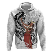 Tahiti Islands Polynesian Plumeria Hoodie Tahitian Vahine 'Ote'a - White LT7 Pullover Hoodie White - Polynesian Pride