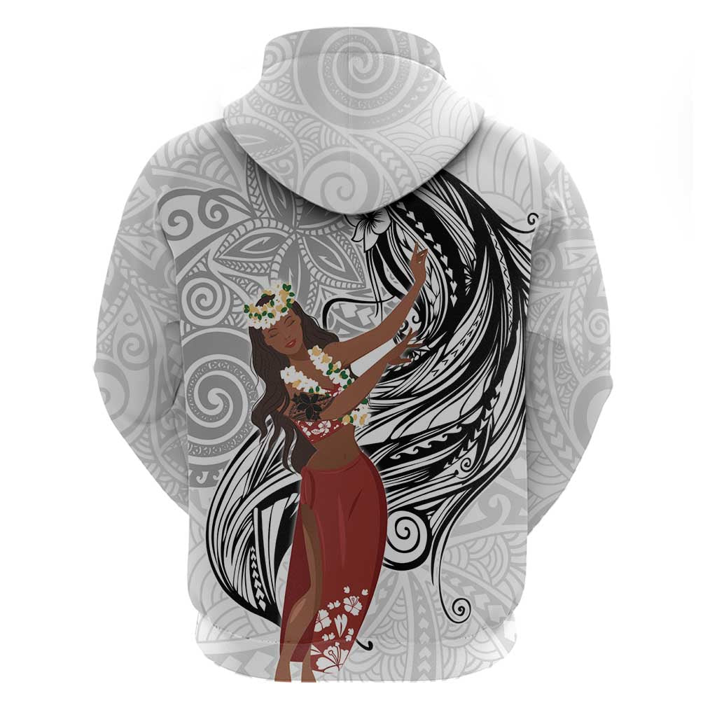 Tahiti Islands Polynesian Plumeria Hoodie Tahitian Vahine 'Ote'a - White LT7 - Polynesian Pride