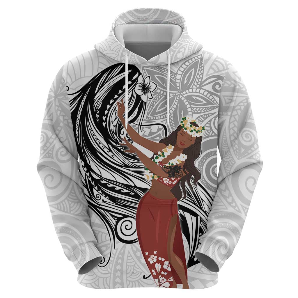 Tahiti Islands Polynesian Plumeria Hoodie Tahitian Vahine 'Ote'a - White LT7 - Polynesian Pride