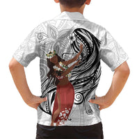 Tahiti Islands Polynesian Plumeria Kid Hawaiian Shirt Tahitian Vahine 'Ote'a - White LT7 - Polynesian Pride