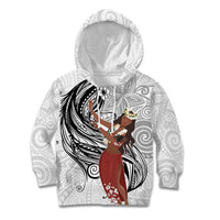 Tahiti Islands Polynesian Plumeria Kid Hoodie Tahitian Vahine 'Ote'a - White LT7 Hoodie White - Polynesian Pride