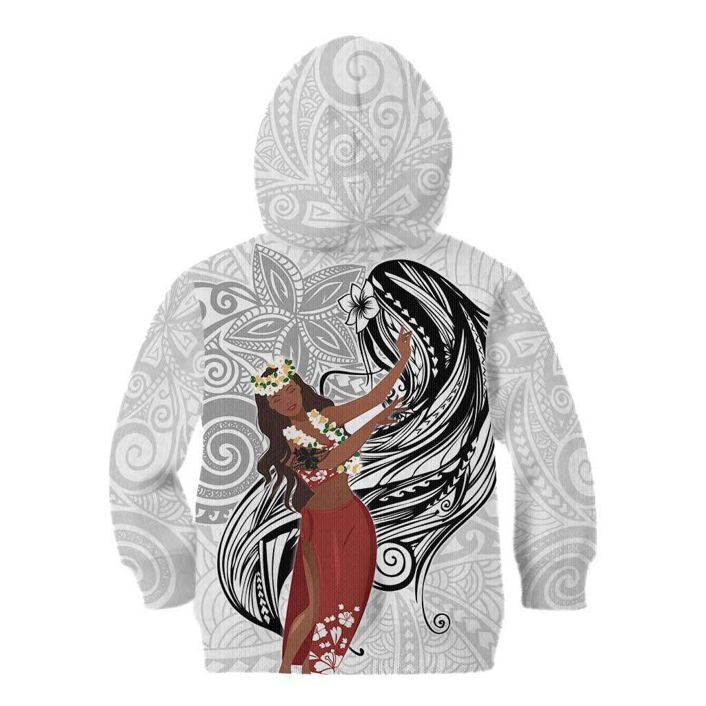 Tahiti Islands Polynesian Plumeria Kid Hoodie Tahitian Vahine 'Ote'a - White LT7 - Polynesian Pride