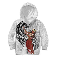 Tahiti Islands Polynesian Plumeria Kid Hoodie Tahitian Vahine 'Ote'a - White LT7 Zip Hoodie White - Polynesian Pride