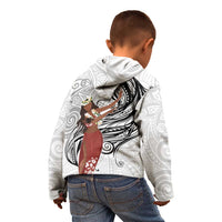 Tahiti Islands Polynesian Plumeria Kid Hoodie Tahitian Vahine 'Ote'a - White LT7 - Polynesian Pride