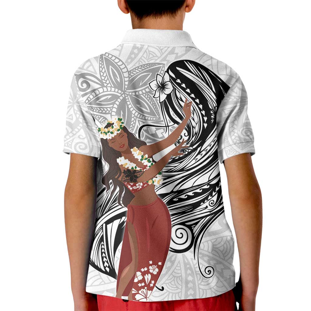 Tahiti Islands Polynesian Plumeria Kid Polo Shirt Tahitian Vahine 'Ote'a - White LT7 - Polynesian Pride