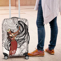 Tahiti Islands Polynesian Plumeria Luggage Cover Tahitian Vahine 'Ote'a - White LT7 White - Polynesian Pride