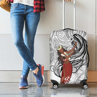 Tahiti Islands Polynesian Plumeria Luggage Cover Tahitian Vahine 'Ote'a - White LT7 - Polynesian Pride