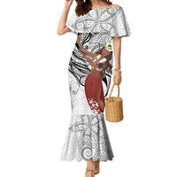 Tahiti Islands Polynesian Plumeria Mermaid Dress Tahitian Vahine 'Ote'a - White LT7 Women White - Polynesian Pride
