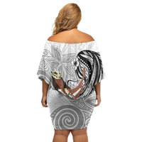 Tahiti Islands Polynesian Plumeria Off Shoulder Short Dress Tahitian Vahine 'Ote'a - White LT7 - Polynesian Pride