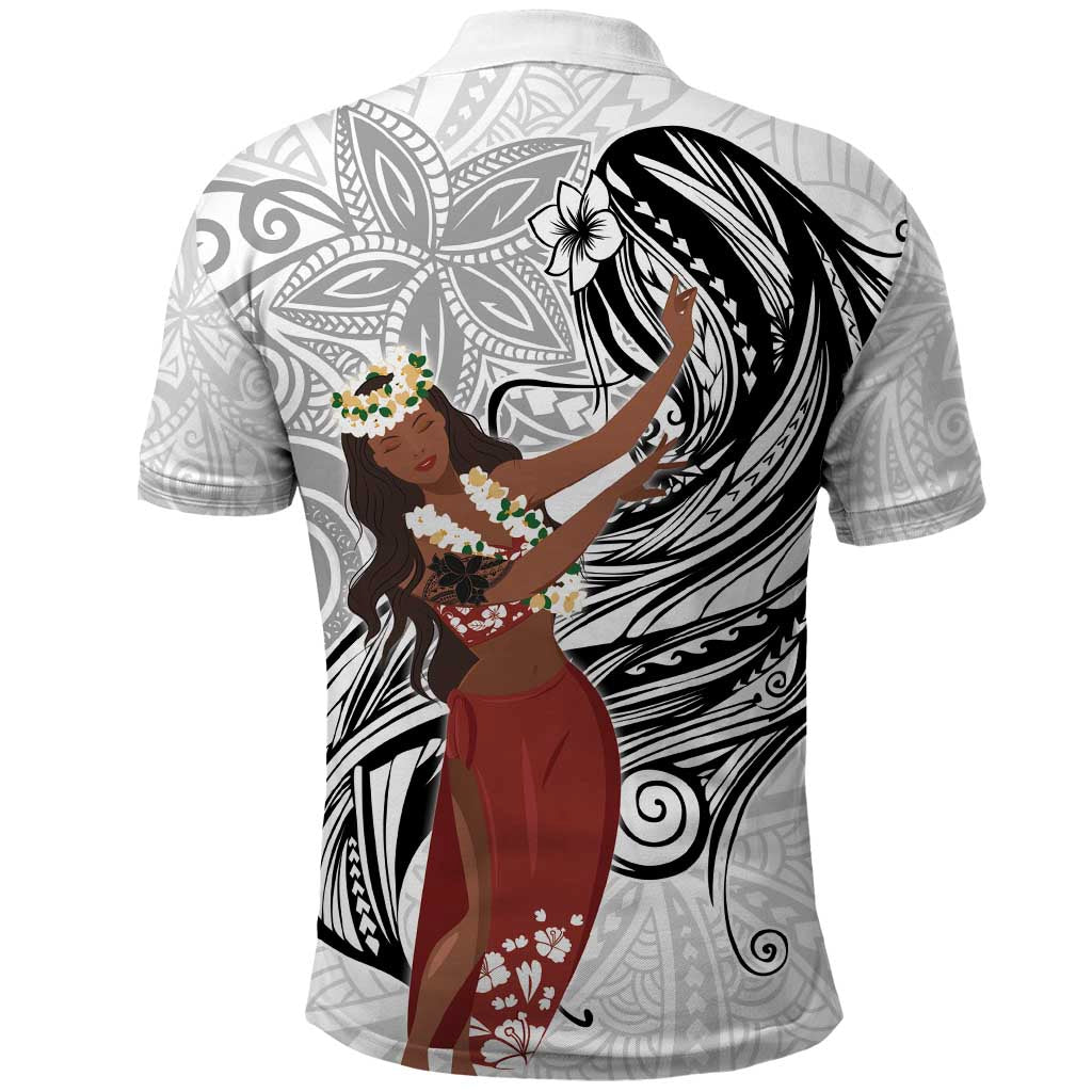 Tahiti Islands Polynesian Plumeria Polo Shirt Tahitian Vahine 'Ote'a - White LT7 - Polynesian Pride
