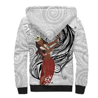 Tahiti Islands Polynesian Plumeria Sherpa Hoodie Tahitian Vahine 'Ote'a - White LT7 - Polynesian Pride