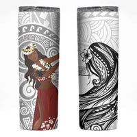 Tahiti Islands Polynesian Plumeria Skinny Tumbler Tahitian Vahine 'Ote'a - White LT7 White - Polynesian Pride