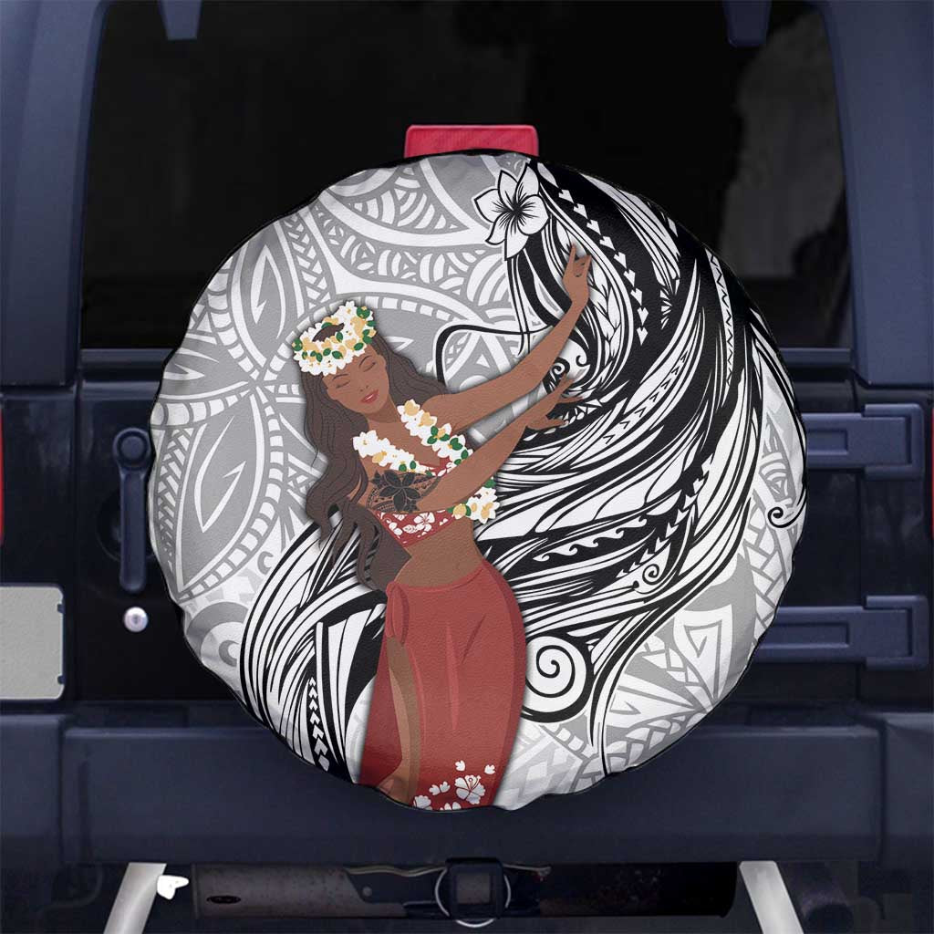 Tahiti Islands Polynesian Plumeria Spare Tire Cover Tahitian Vahine 'Ote'a - White LT7 - Polynesian Pride