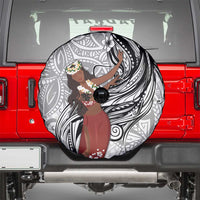 Tahiti Islands Polynesian Plumeria Spare Tire Cover Tahitian Vahine 'Ote'a - White LT7 - Polynesian Pride