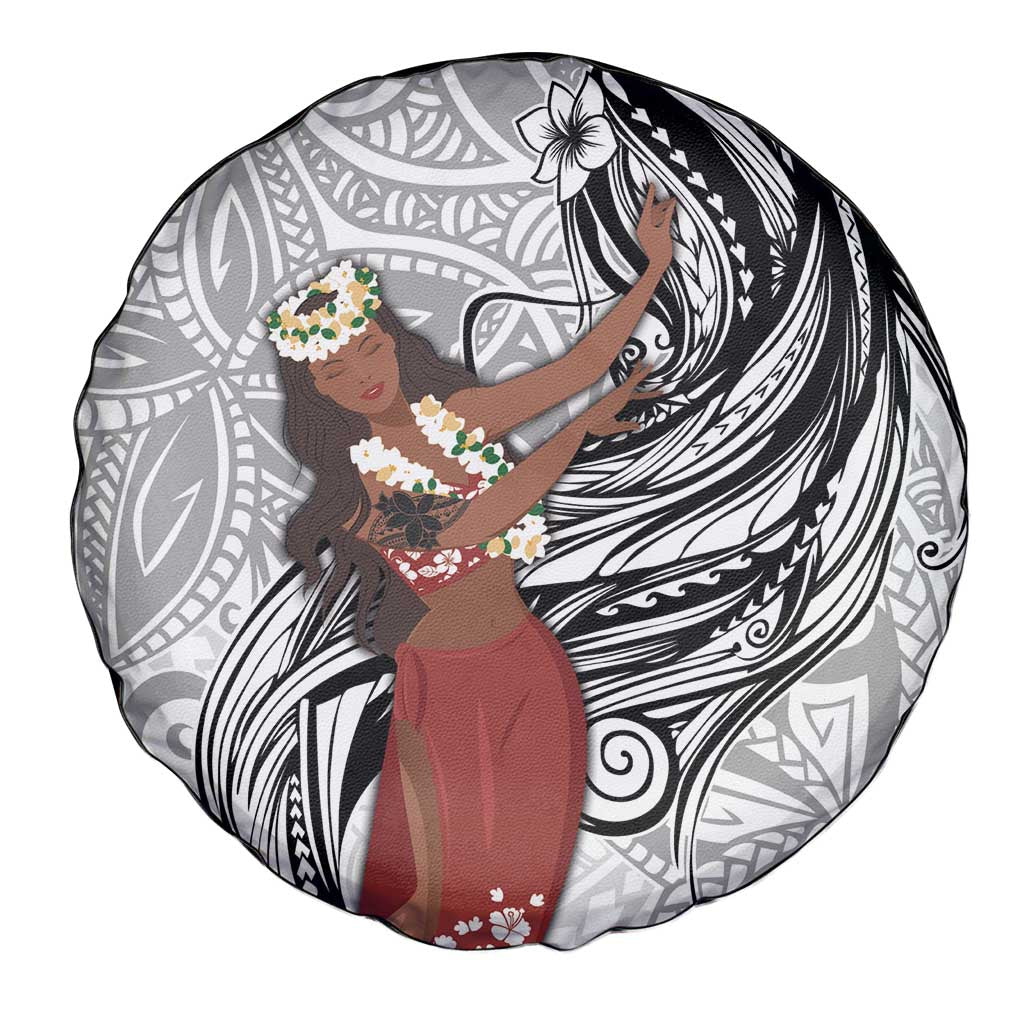 Tahiti Islands Polynesian Plumeria Spare Tire Cover Tahitian Vahine 'Ote'a - White LT7 - Polynesian Pride