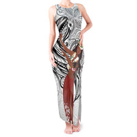 Tahiti Islands Polynesian Plumeria Tank Maxi Dress Tahitian Vahine 'Ote'a - White LT7 Women White - Polynesian Pride