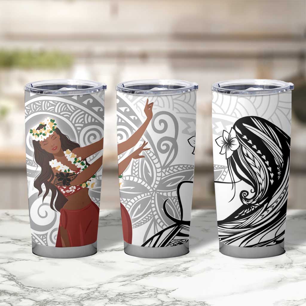 Tahiti Islands Polynesian Plumeria Tumbler Cup Tahitian Vahine 'Ote'a - White LT7 - Polynesian Pride