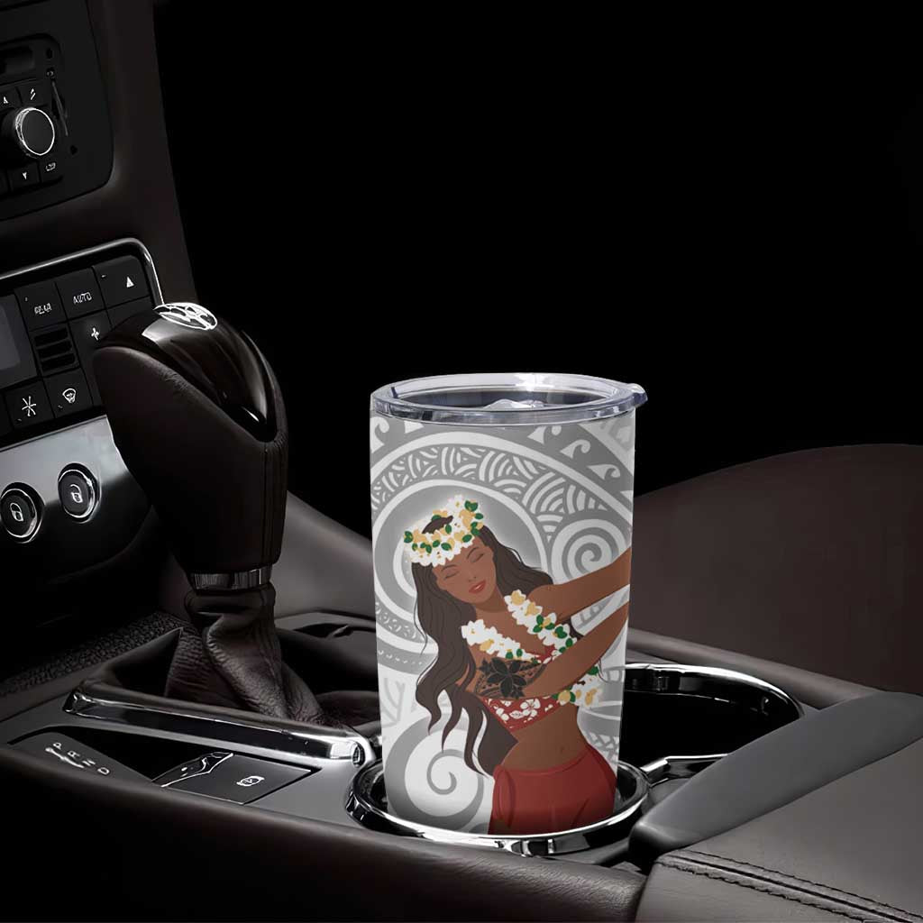 Tahiti Islands Polynesian Plumeria Tumbler Cup Tahitian Vahine 'Ote'a - White LT7 - Polynesian Pride