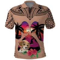 Polynesian Polo Shirt Dog Lover With Beagle - Sunset At The Beach Brown Ver LT7 Brown - Polynesian Pride