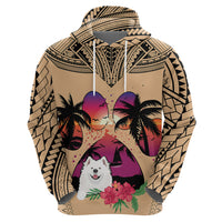 Polynesian Hoodie Dog Lover With Samoyed - Sunset At The Beach LT7 - Polynesian Pride