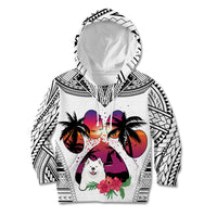 Polynesian Kid Hoodie Dog Lover With Samoyed - Sunset At The Beach White Ver LT7 Hoodie White - Polynesian Pride