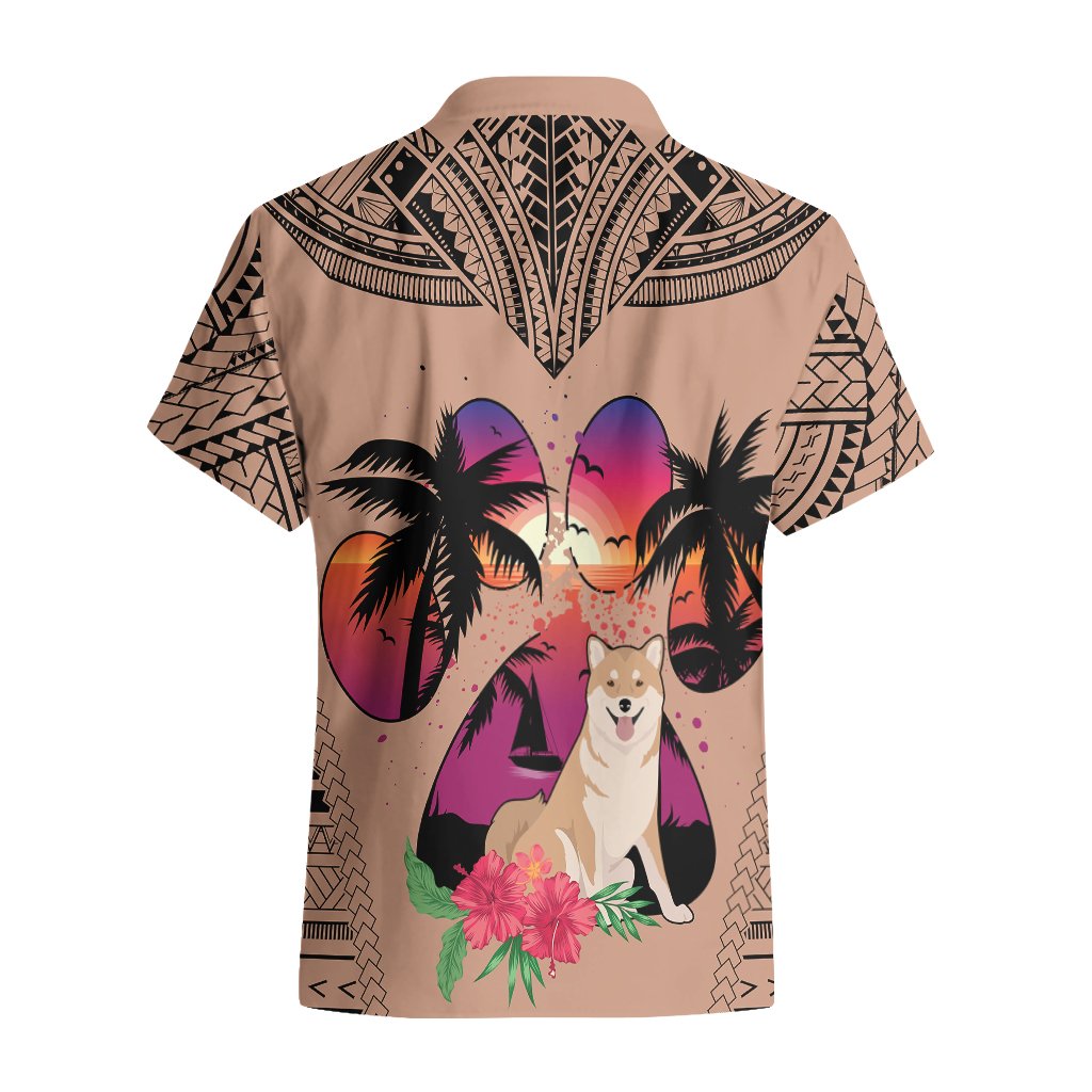 Polynesian Hawaiian Shirt Dog Lover With Shiba Inu - Sunset At The Beach Brown Ver LT7 - Polynesian Pride