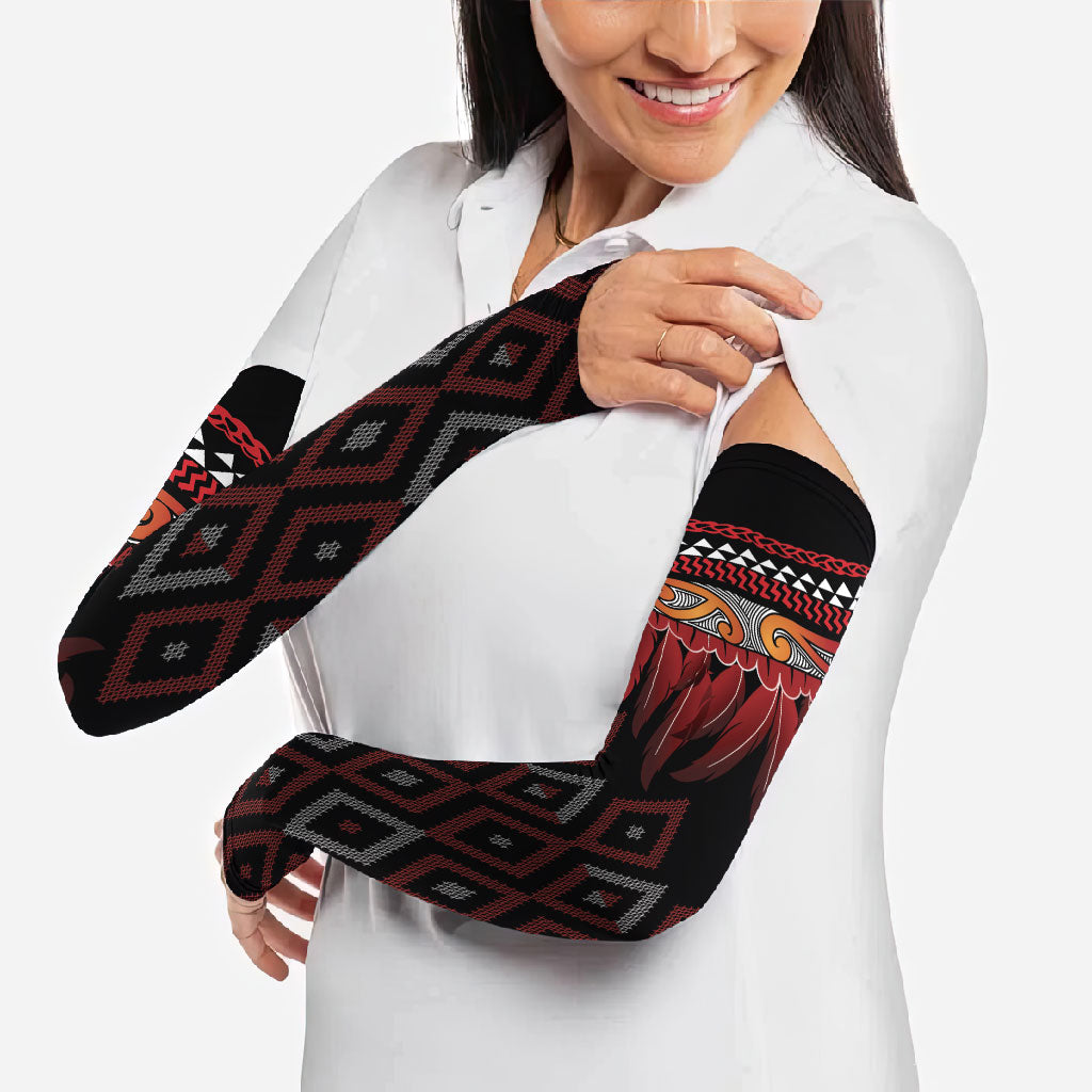 Aotearoa Maori Ngapuhi Iwi Arm Sleeves Korowai Tukutuku Kaokao Motifs LT7 - Polynesian Pride