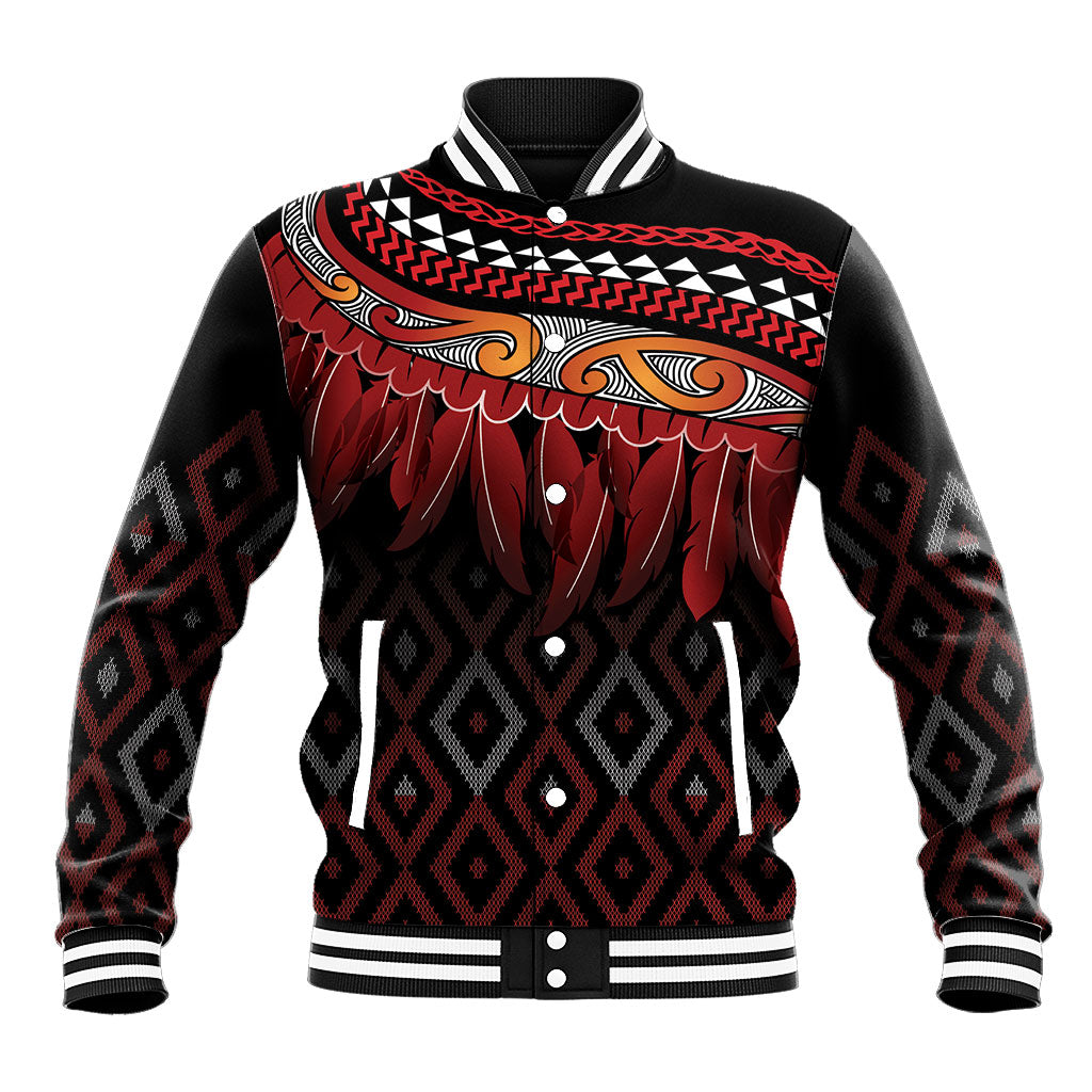 Aotearoa Maori Ngapuhi Iwi Baseball Jacket Korowai Tukutuku Kaokao Motifs LT7 Unisex Black - Polynesian Pride