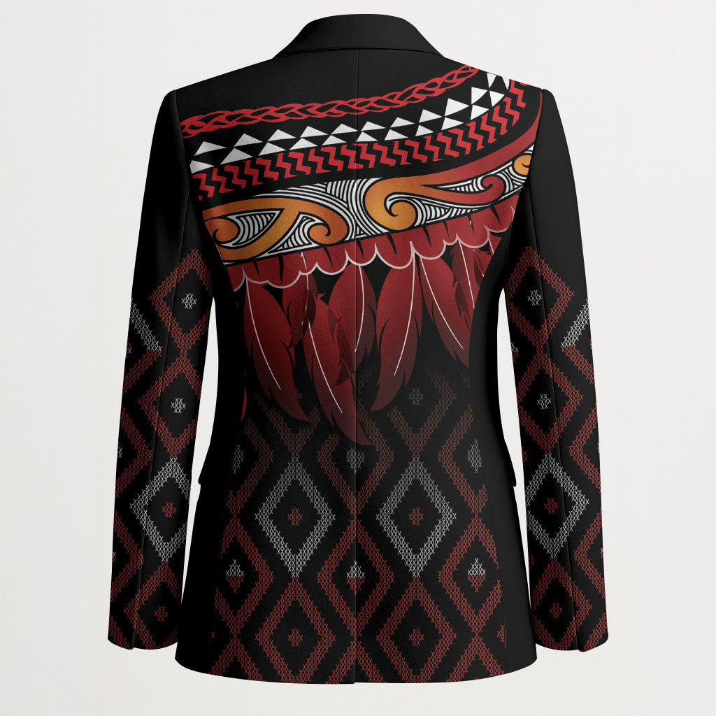 Aotearoa Maori Ngapuhi Iwi Blazer Korowai Tukutuku Kaokao Motifs LT7 - Polynesian Pride