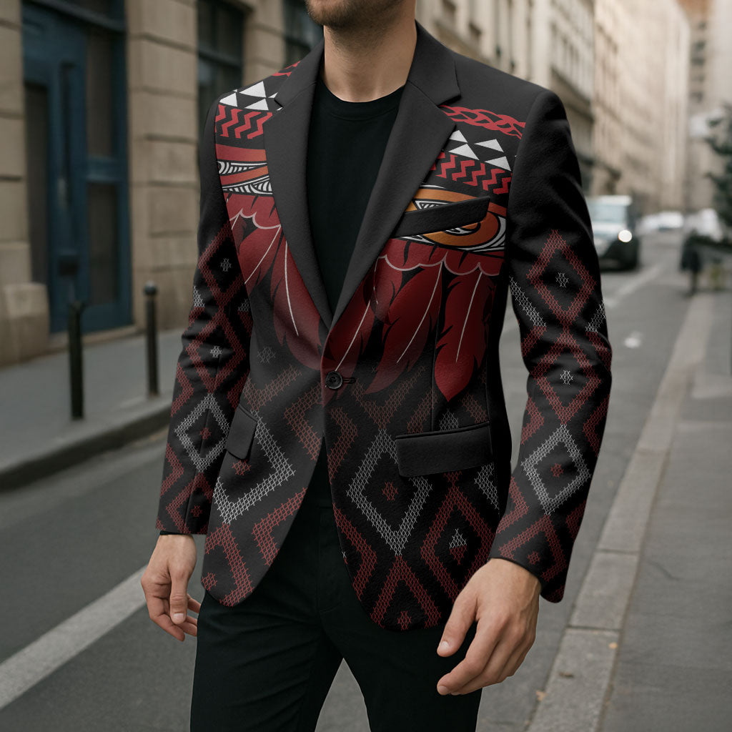 Aotearoa Maori Ngapuhi Iwi Blazer Korowai Tukutuku Kaokao Motifs LT7 - Polynesian Pride