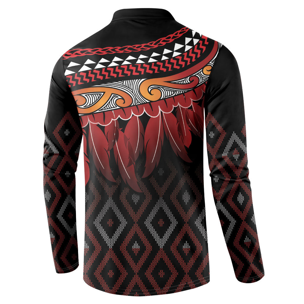 Aotearoa Maori Ngapuhi Iwi Button Sweatshirt Korowai Tukutuku Kaokao Motifs LT7 - Polynesian Pride