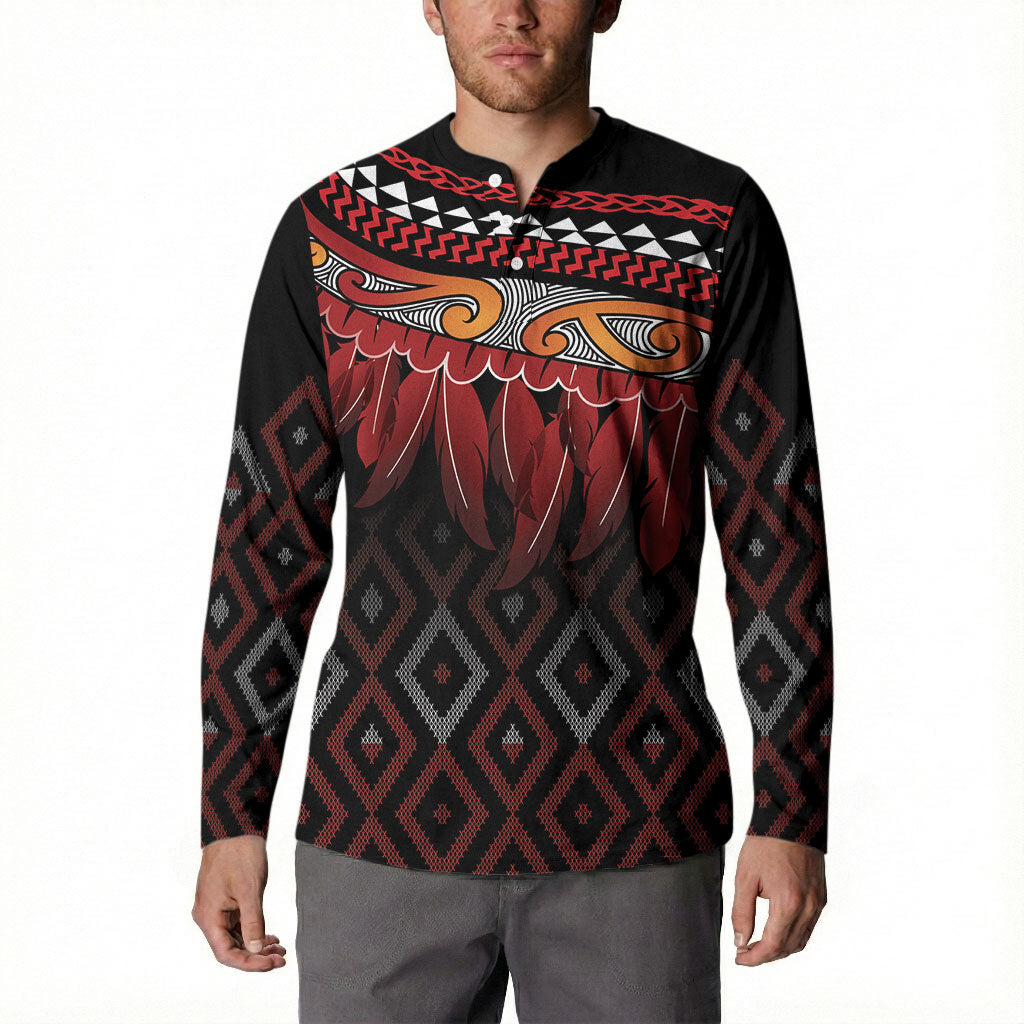 Aotearoa Maori Ngapuhi Iwi Button Sweatshirt Korowai Tukutuku Kaokao Motifs LT7 - Polynesian Pride
