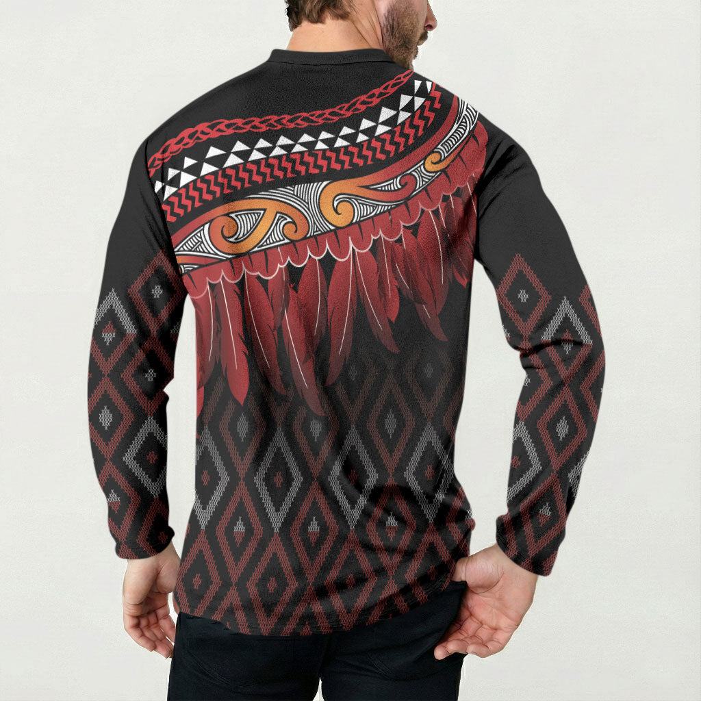 Aotearoa Maori Ngapuhi Iwi Button Sweatshirt Korowai Tukutuku Kaokao Motifs LT7 - Polynesian Pride