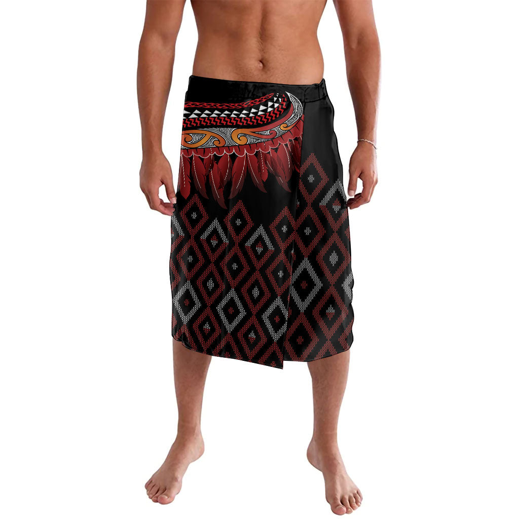 Aotearoa Maori Ngapuhi Iwi Lavalava Korowai Tukutuku Kaokao Motifs LT7 Black - Polynesian Pride