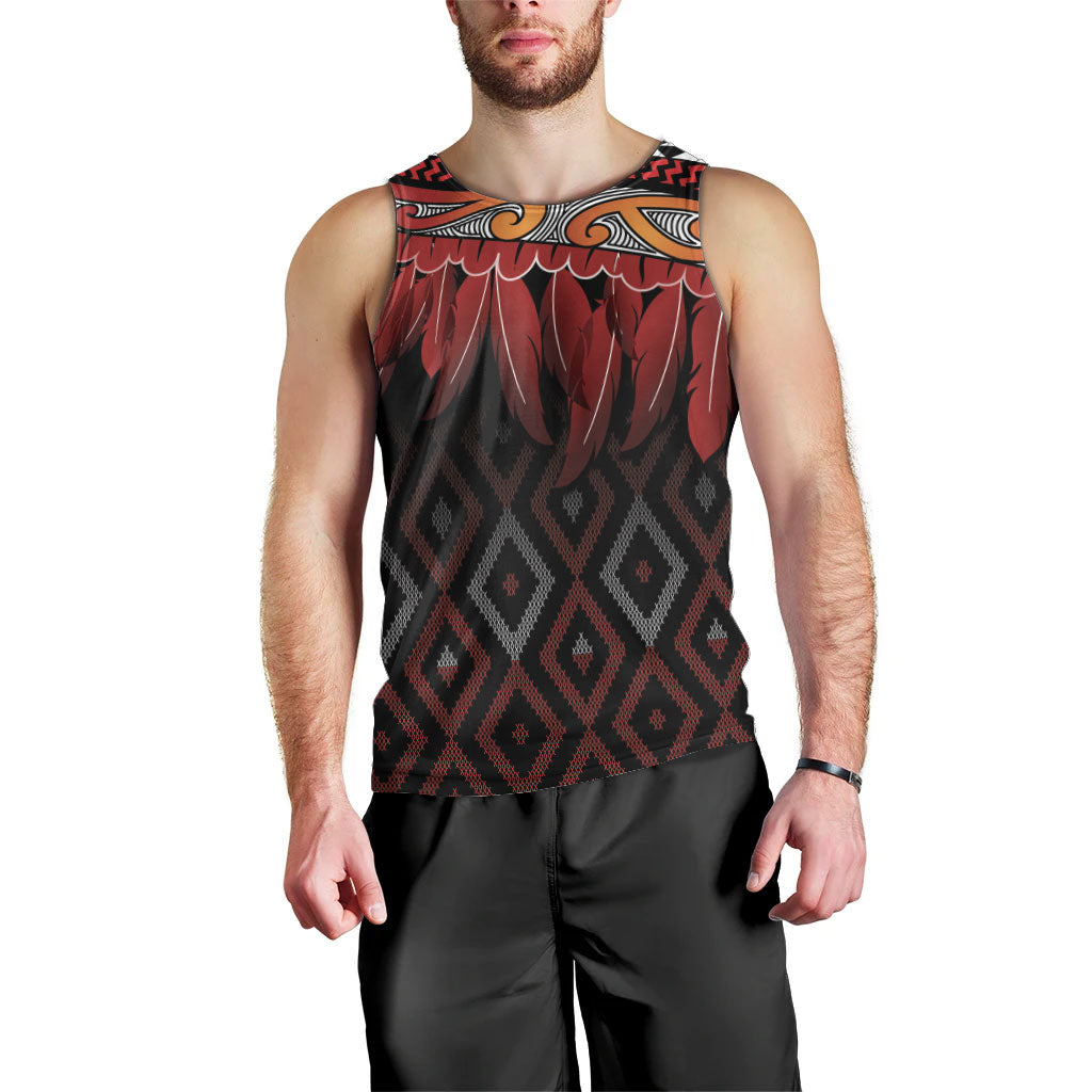 Aotearoa Maori Ngapuhi Iwi Men Tank Top Korowai Tukutuku Kaokao Motifs LT7 - Polynesian Pride