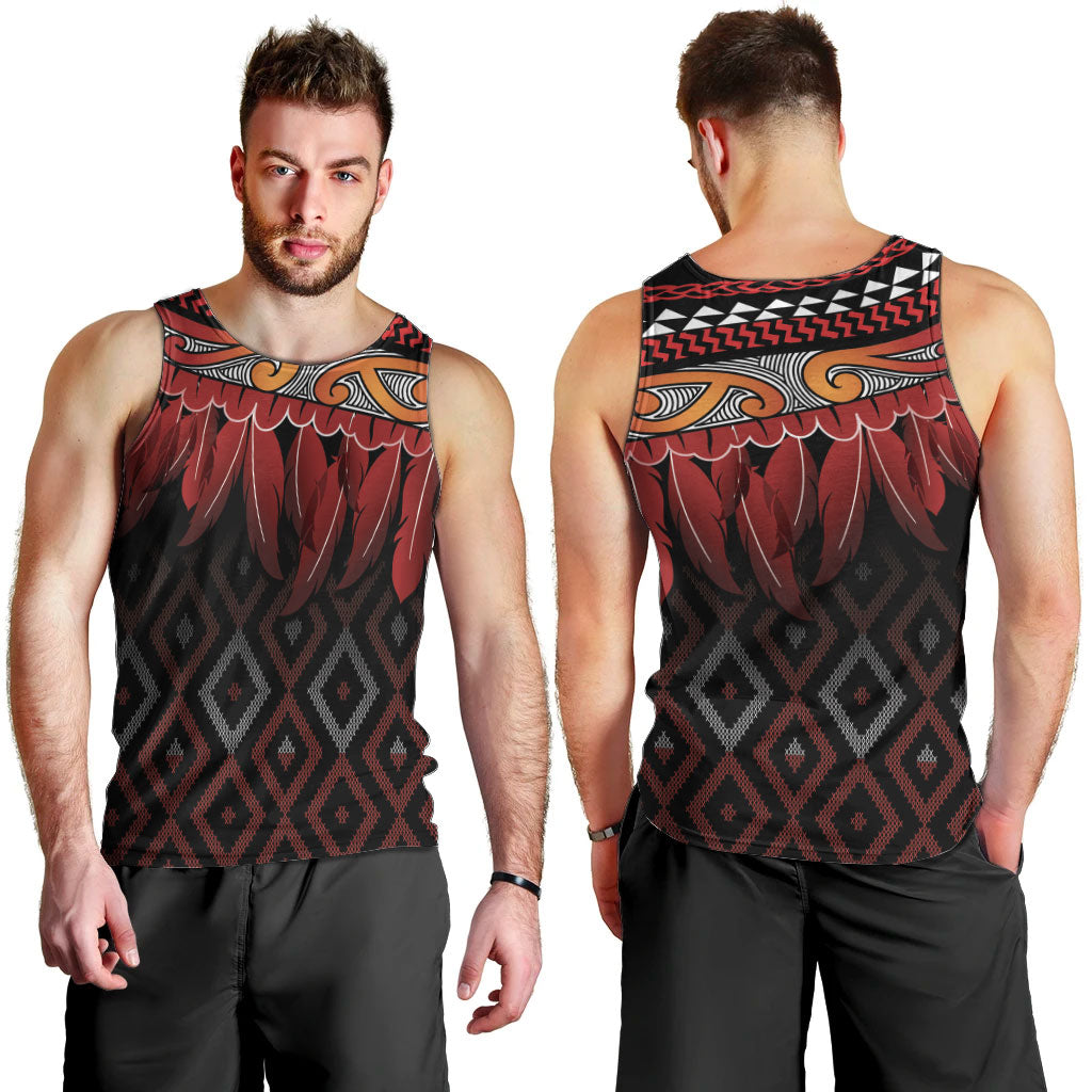 Aotearoa Maori Ngapuhi Iwi Men Tank Top Korowai Tukutuku Kaokao Motifs LT7 - Polynesian Pride