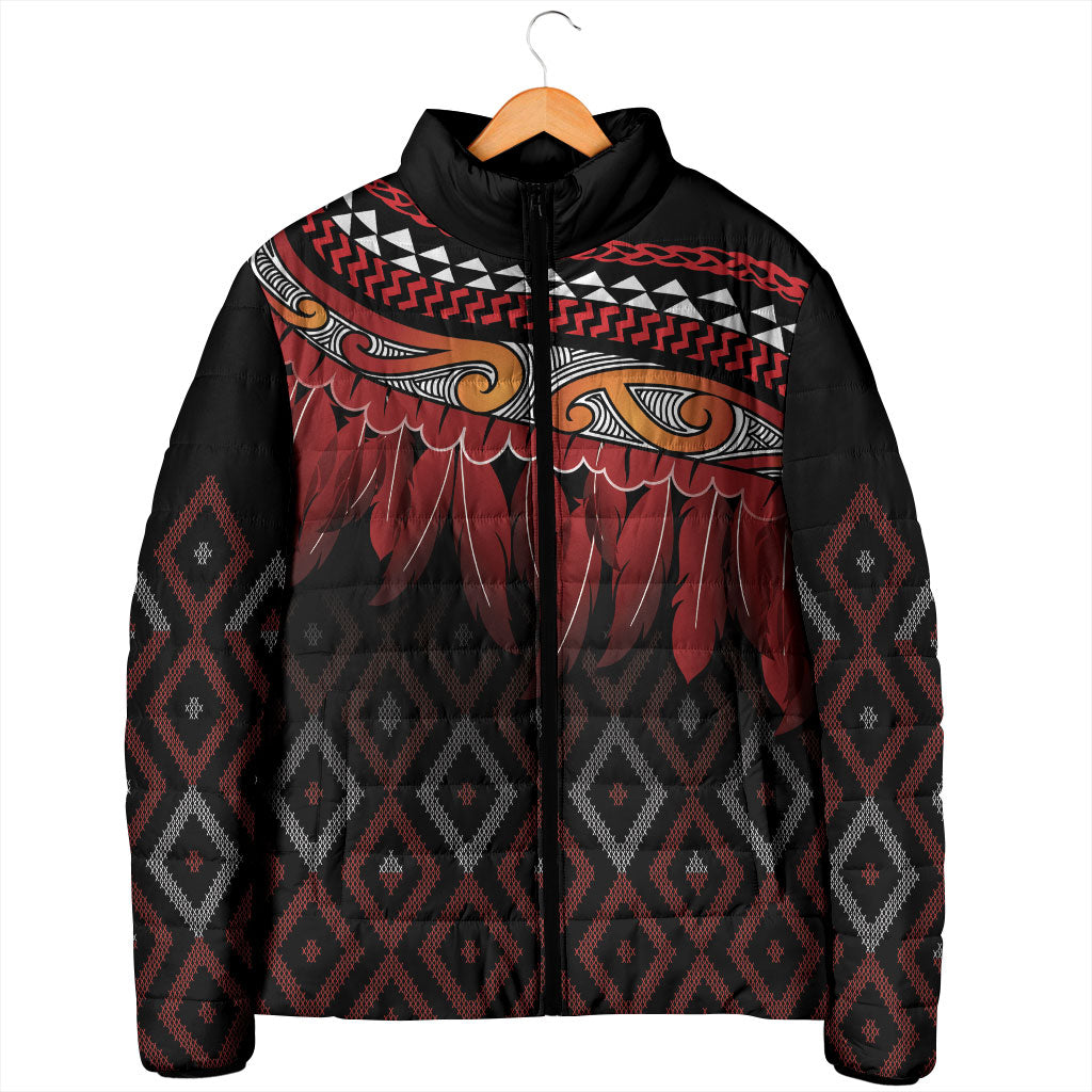 Aotearoa Maori Ngapuhi Iwi Padded Jacket Korowai Tukutuku Kaokao Motifs LT7 - Polynesian Pride