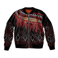 Aotearoa Maori Ngapuhi Iwi Sleeve Zip Bomber Jacket Korowai Tukutuku Kaokao Motifs LT7 Unisex Black - Polynesian Pride