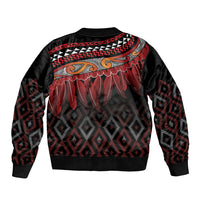 Aotearoa Maori Ngapuhi Iwi Sleeve Zip Bomber Jacket Korowai Tukutuku Kaokao Motifs LT7 - Polynesian Pride