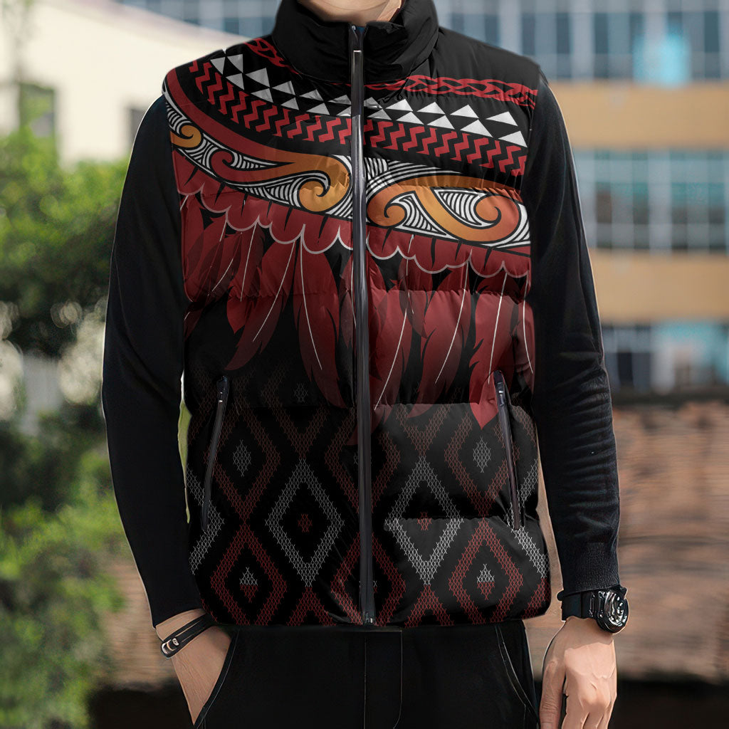 Aotearoa Maori Ngapuhi Iwi Sleeveless Puffer Jacket Korowai Tukutuku Kaokao Motifs LT7 - Polynesian Pride